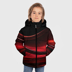 Куртка зимняя для мальчика Темная красная абстракция на черном фоне, цвет: 3D-черный — фото 2