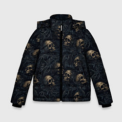 Куртка зимняя для мальчика Черепа в кустах, цвет: 3D-черный