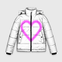 Куртка зимняя для мальчика Неоновое сиреневое сердце, цвет: 3D-черный