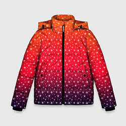 Зимняя куртка для мальчика Градиент оранжево-фиолетовый со звёздочками