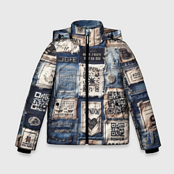 Куртка зимняя для мальчика Пэчворк джинсы из Лондона, цвет: 3D-светло-серый