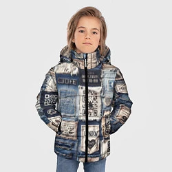 Куртка зимняя для мальчика Пэчворк джинсы из Лондона, цвет: 3D-черный — фото 2