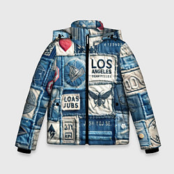 Зимняя куртка для мальчика Лос Анджелес на джинсах-пэчворк