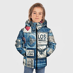 Куртка зимняя для мальчика Лос Анджелес на джинсах-пэчворк, цвет: 3D-красный — фото 2