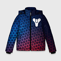 Куртка зимняя для мальчика Destiny неоновые соты, цвет: 3D-черный