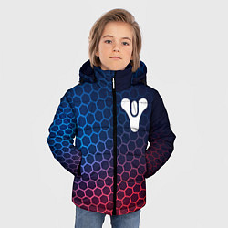 Куртка зимняя для мальчика Destiny неоновые соты, цвет: 3D-черный — фото 2