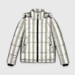 Куртка зимняя для мальчика Бежевый в широкую полоску, цвет: 3D-черный