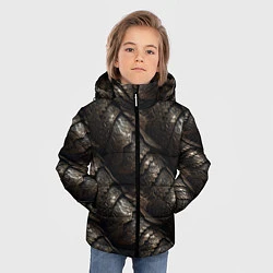 Куртка зимняя для мальчика Классическая старая броня текстура, цвет: 3D-черный — фото 2
