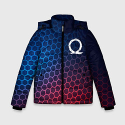 Куртка зимняя для мальчика God of War неоновые соты, цвет: 3D-черный