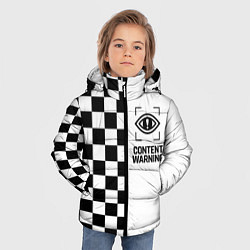 Куртка зимняя для мальчика Content Warning шашечки, цвет: 3D-красный — фото 2