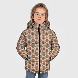 Куртка зимняя для мальчика Цветочный узор в стиле бохо, цвет: 3D-светло-серый — фото 2