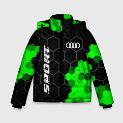 Куртка зимняя для мальчика Audi green sport hexagon, цвет: 3D-черный