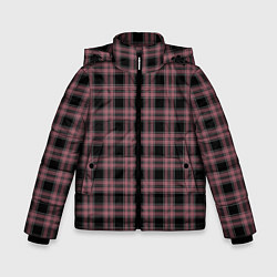 Куртка зимняя для мальчика Чёрно-розовый клетчатый, цвет: 3D-черный