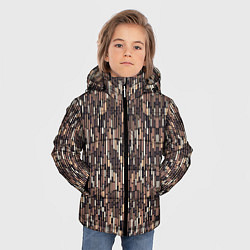 Куртка зимняя для мальчика Светло-коричневый паттерн полосочки, цвет: 3D-черный — фото 2