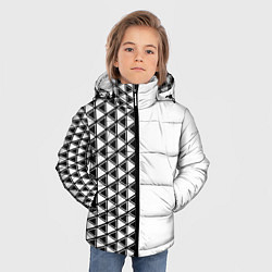 Куртка зимняя для мальчика Чёрные треугольники на белом фоне, цвет: 3D-черный — фото 2