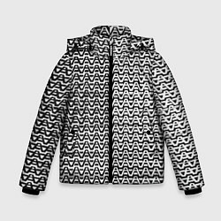 Куртка зимняя для мальчика Чёрно-белые волнистые линии, цвет: 3D-светло-серый