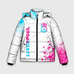 Куртка зимняя для мальчика Liverpool neon gradient style вертикально, цвет: 3D-черный
