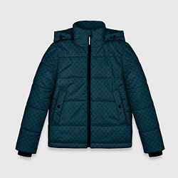Куртка зимняя для мальчика Тёмный сине-зелёный паттерн сеточка, цвет: 3D-черный