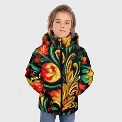 Куртка зимняя для мальчика Хохлома акварель, цвет: 3D-красный — фото 2