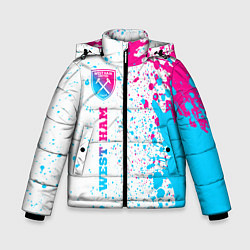 Куртка зимняя для мальчика West Ham neon gradient style по-вертикали, цвет: 3D-черный