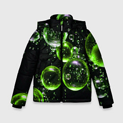 Куртка зимняя для мальчика Зеленые пузыри на черном, цвет: 3D-черный