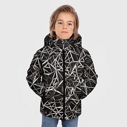 Куртка зимняя для мальчика Белые линии на чёрном фоне, цвет: 3D-черный — фото 2
