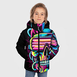 Куртка зимняя для мальчика Cyber skull - ai art neon, цвет: 3D-красный — фото 2
