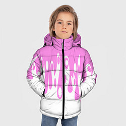Куртка зимняя для мальчика Потеки розовой краски на белом, цвет: 3D-черный — фото 2