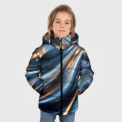 Куртка зимняя для мальчика Синяя обтекаемая текстура, цвет: 3D-красный — фото 2