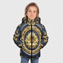 Куртка зимняя для мальчика Объемные золотые классические узоры, цвет: 3D-красный — фото 2