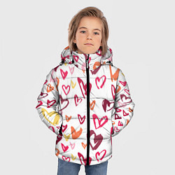 Куртка зимняя для мальчика Сердечки паттерн, цвет: 3D-красный — фото 2
