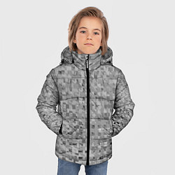 Куртка зимняя для мальчика Серый текстурированный кубики, цвет: 3D-черный — фото 2