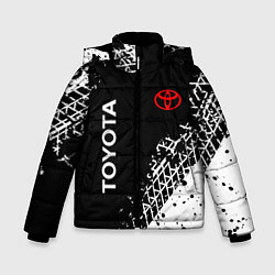 Куртка зимняя для мальчика Тойота: следы от шин, цвет: 3D-красный