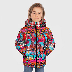 Куртка зимняя для мальчика Hip hop graffiti pattern, цвет: 3D-черный — фото 2