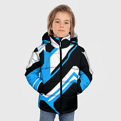 Куртка зимняя для мальчика Бело-голубые линии на чёрном фоне, цвет: 3D-светло-серый — фото 2