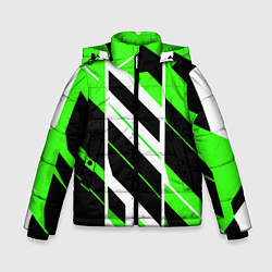 Куртка зимняя для мальчика Black and green stripes on a white background, цвет: 3D-светло-серый