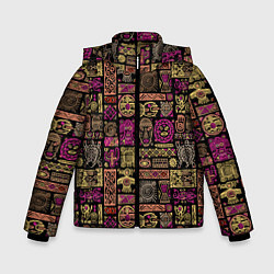 Куртка зимняя для мальчика Африка - этнический орнамент, цвет: 3D-красный