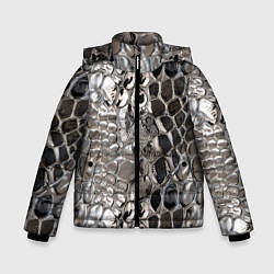 Куртка зимняя для мальчика Серебряная кожа змеи, цвет: 3D-черный