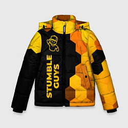 Куртка зимняя для мальчика Stumble Guys - gold gradient по-вертикали, цвет: 3D-черный