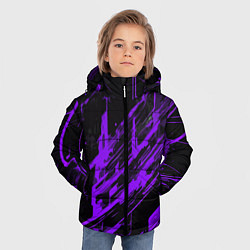 Куртка зимняя для мальчика Purple stripes on a black background, цвет: 3D-светло-серый — фото 2