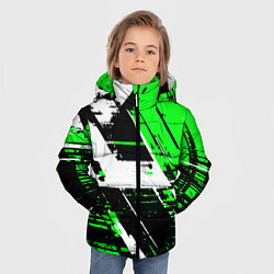 Куртка зимняя для мальчика Diagonal black and white stripes on a green backgr, цвет: 3D-черный — фото 2