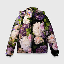 Куртка зимняя для мальчика Весенние цветы, цвет: 3D-черный