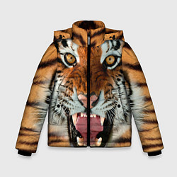 Куртка зимняя для мальчика Взгляд тигра, цвет: 3D-черный