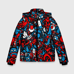 Куртка зимняя для мальчика Стикербомбинг, цвет: 3D-красный