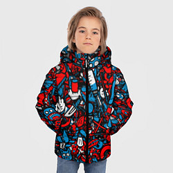 Куртка зимняя для мальчика Стикербомбинг, цвет: 3D-красный — фото 2