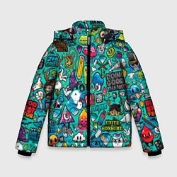 Куртка зимняя для мальчика Стикербомбинг, цвет: 3D-светло-серый