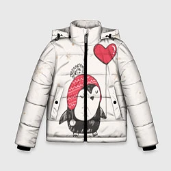 Куртка зимняя для мальчика Влюбленный пингвин, цвет: 3D-черный