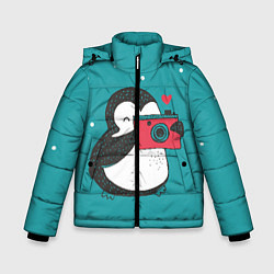 Куртка зимняя для мальчика Пингвин с фотоаппаратом, цвет: 3D-красный