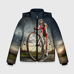 Куртка зимняя для мальчика Велогонщик, цвет: 3D-черный