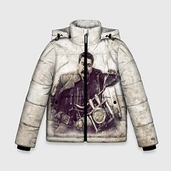 Куртка зимняя для мальчика Сталин байкер, цвет: 3D-черный